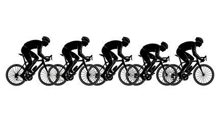 Sequence of cyclists racing in a coordinated group across the track, captured in motion. © pixmastock