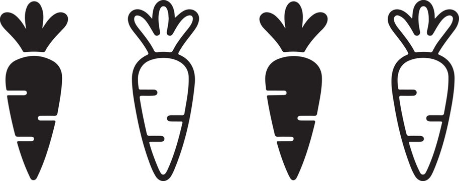 Carrot icons set vegetable food collection minimal flat vector illustration healthy eating concept simple clean design isolated on white background