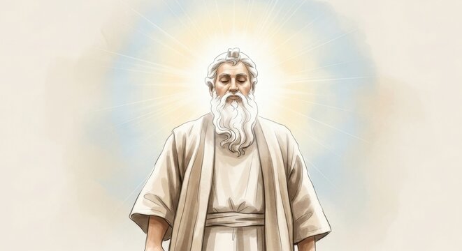 Radiant Moses with Shining Face Surrounded by Divine Light, Symbolizing Revelation and Spiritual Enlightenment