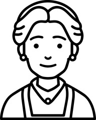 Obraz premium Hand Drawn Elderly Female Doctor Black and White Illustration in Minimal Line Art Style Design