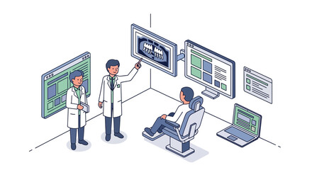 Naklejka premium Doctors in a medical technology lab.