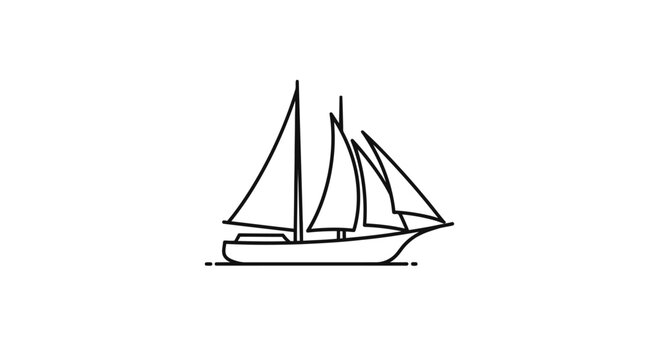 Sailing yacht with raised sails.