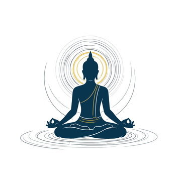 Meditating Buddha Silhouette in Lotus Position.