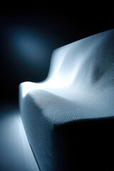 Fototapeta premium Smart pillow with innovative design for sleep tracking, featuring ergonomic shape and soft texture, illuminated by dramatic lighting for modern and calming atmosphere