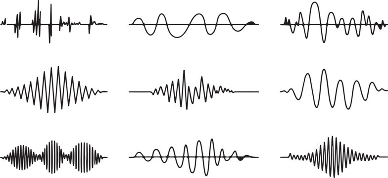 Continuous thin line sound wave icon minimal single line art vector illustration audio symbol clean outline for web and app design
