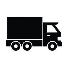 Fototapeta premium Simple black silhouette of a delivery truck side view illustration