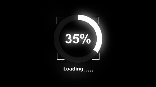 Circle Loading animation from 0% to 35% with transparent background. Abstract beautiful circle frame loading icon animation. completion, often seen in software applications, games.