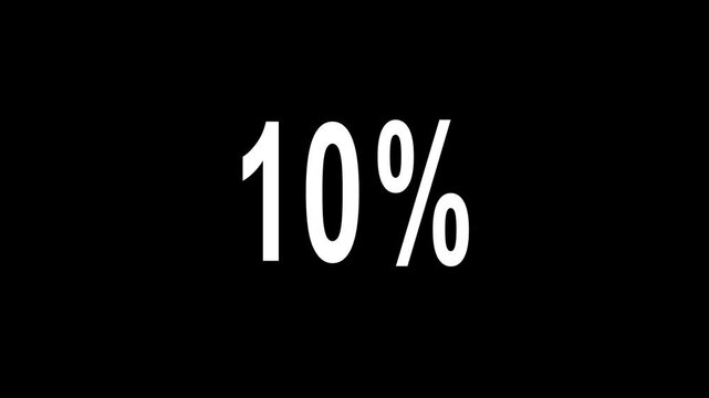 abstract 10 percent animation on black background 4k video...