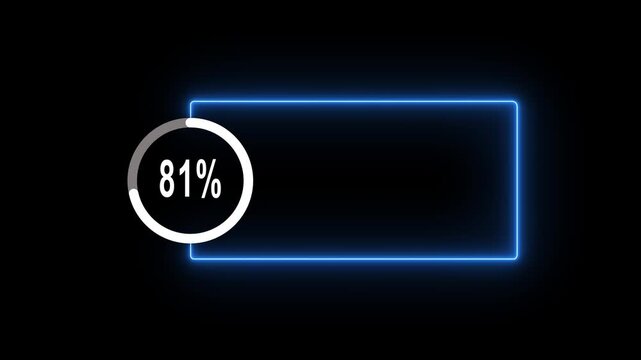 abstract glowing neon line with loading animated video with 100 percent element on black background . Stat 4k video...istics Business and finance theme Visual Data Representation for Finance, Sales