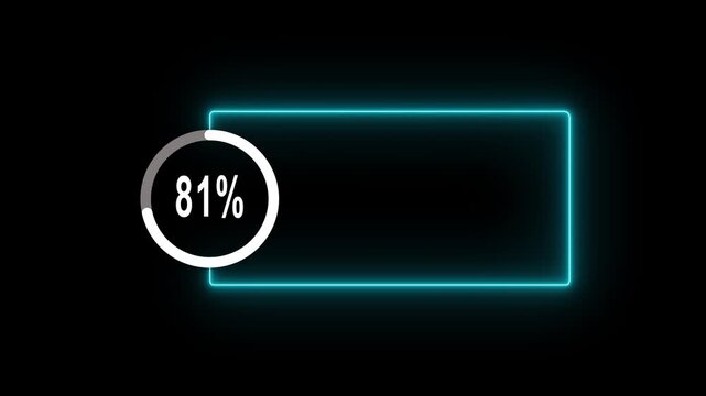 abstract glowing neon line with loading animated video with 100 percent element on black background . Stat 4k video...istics Business and finance theme Visual Data Representation for Finance, Sales