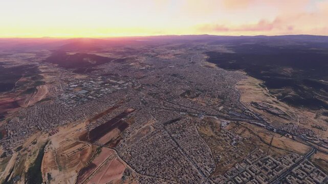 Sunrise aerial shot of Batna City. Algeria