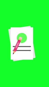 Document File and Checklist Writing Animation On Green Screen