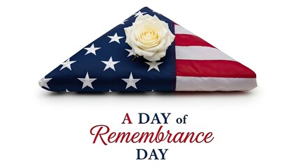Obraz premium American flag draped coffin with white rose on remembrance day