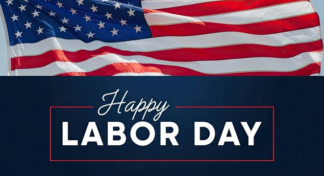 American flag waving on labor day celebration