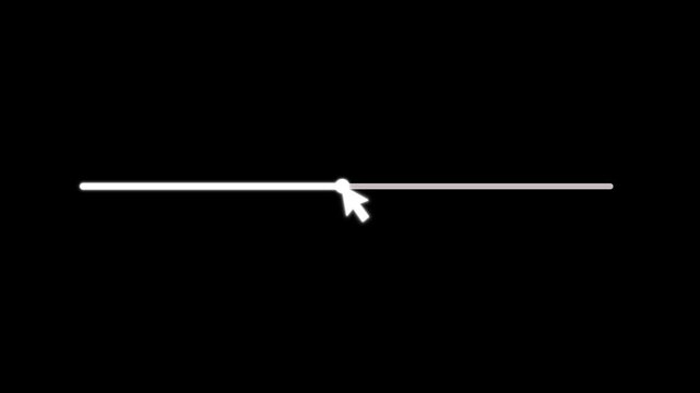 Mouse cursor slide over click volume up button on black Background. Mouse Cursor Clicks Volume Up. Device Screen View of Cursor Sliding Increase Sound to Music Song Track or Video Media Player 4k...