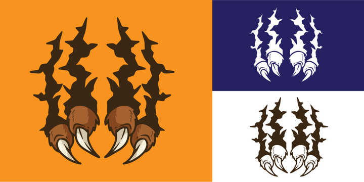 claw bear break the wall good for sticker, badge, element design, decal, etc