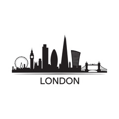 Fototapeta premium A striking black silhouette of the london skyline with the city s name