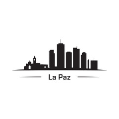 Fototapeta premium Black silhouette of la paz bolivia s city skyline against white background