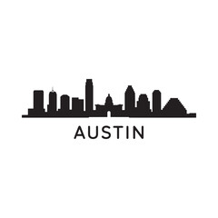 Obraz premium Black silhouette of austin skyline with city name displayed below