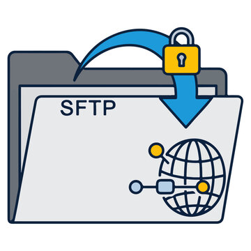 SFTP Secure File Transfer Encrypted Folder Vector Icon