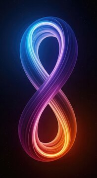 Abstract visual representation of infinite time and endless duration, featuring glowing curves and depth in a surreal, cosmic landscape, ongoing, illustration, boundless