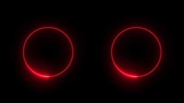 2 Cyan circle glow border concept on the transparent background. alpha channel, seamless loop, abstract glowing neon line cyan color circular lens animation neon light. Motion graphics 4k video...
