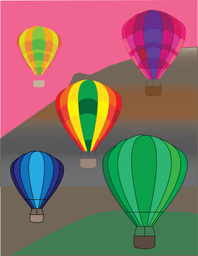 A vector art of the Cappadocia Hot Air Balloon Festival which is an annual summer event in G&ouml;reme, Cappadocia (central Turkey), typically held in August, where hundreds of colorful hot air balloons.