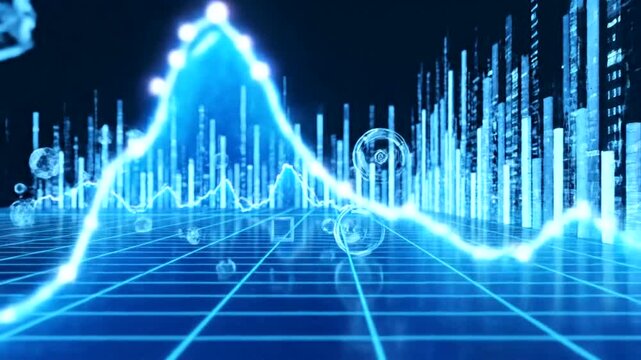 Futuristic data visualization technology graph.