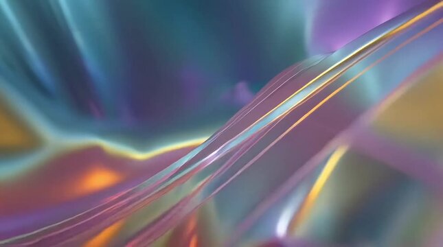 Abstract flowing liquid metal with iridescent rainbow colors in motion