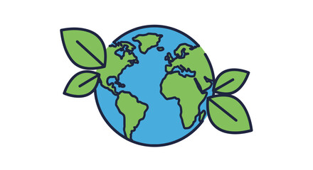 Fototapeta premium Earth Globe with Green Leaves.
