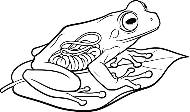 Frog with Visible Skeleton Vector Illustration for Wildlife, Amphibians, and Nature Designs