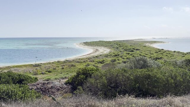 Dry Tortugas Sandy Spit with Turquoise Water and Seabirds