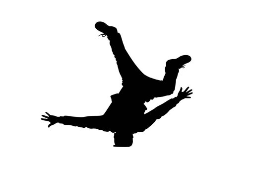 Dynamic breakdancer silhouette performing an energetic headstand freeze