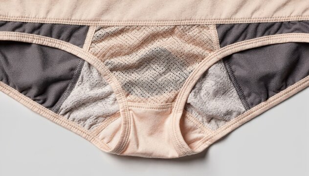 Medium shot of breathable underwear gusset showcasing mesh knit zones for enhanced airflow and allday comfort against a neutral background. Medium shot focusing on absorbent