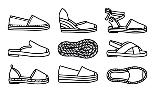 Espadrilles footwear collection including platform wedges slip on styles and traditional rope detail