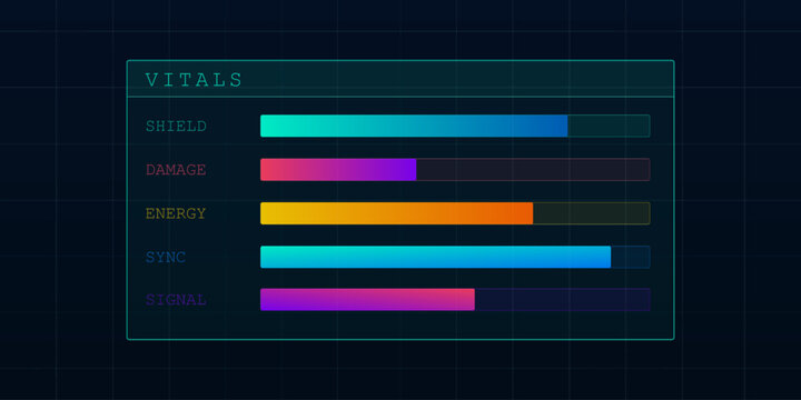 Digital dashboard interface with colorful data charts