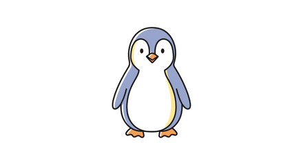 Cute cartoon penguin standing alone. © Bocil