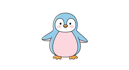 Cute Cartoon Blue Penguin Character. © Bocil