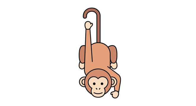 Cartoon monkey hanging upside down.