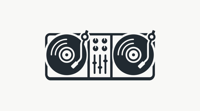 Minimalist Black and White DJ Turntable Icon