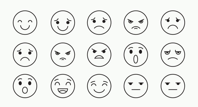 Funny smiley face icons and Easter egg vector button set