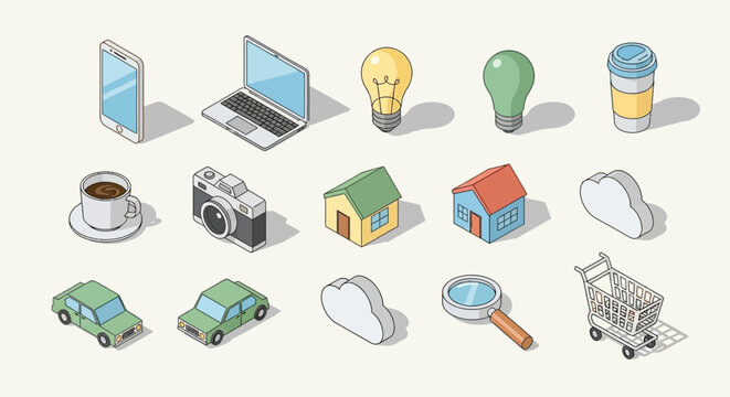 Set of web and mobile technology icons for computer, internet, business communication, cloud computing and network concept design