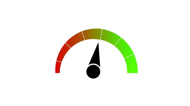 Medium Level Guage Meter, Scale Risk Meter, Dashboard Sign, Speedometer Icon animation, on a white background, with video animation.