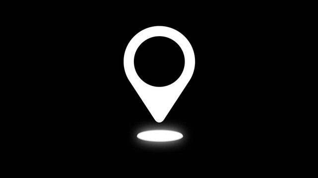 Animated white distance marker icon. Looped video. Vector flat illustration isolated on a black background.