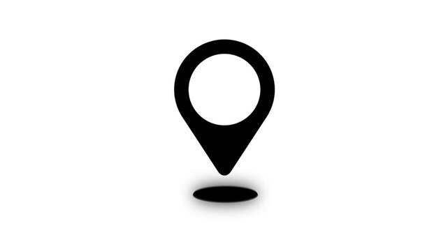 Animated black distance marker icon. Looped video. Vector flat illustration isolated on a white background.