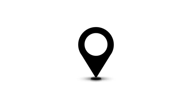 Animation of GPS Location, Pin, pointer in icon style on white background. Simple Map Marker Symbol Abstract for Navigation.