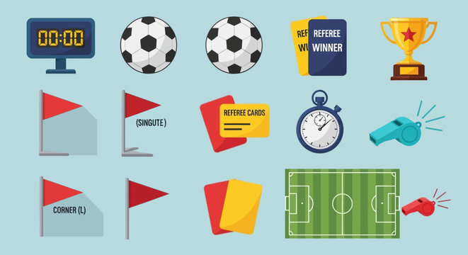 Football players compete in a stadium with a soccer ball and trophy nearby