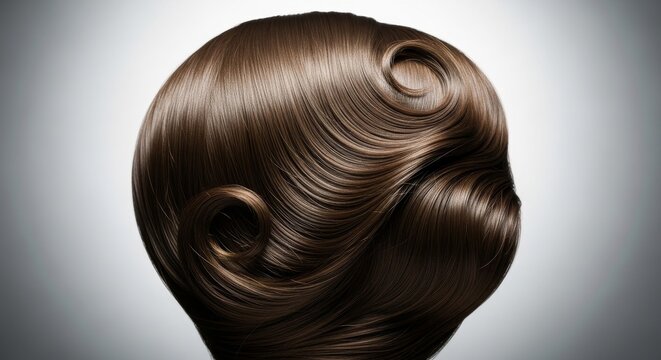 Brown hair styled in vintage curls.