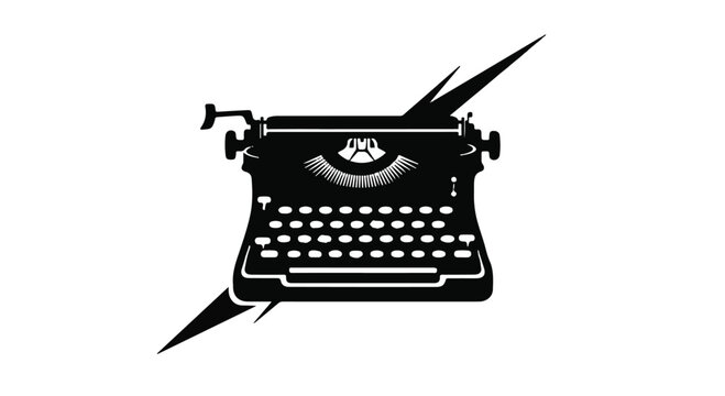 Vintage typewriter is superimposed with sharp lightning bolt graphics, suggesting a powerful creative burst.