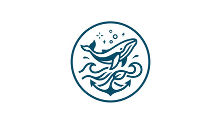 Obraz premium Ocean-Themed Whale And Anchor Logo Design